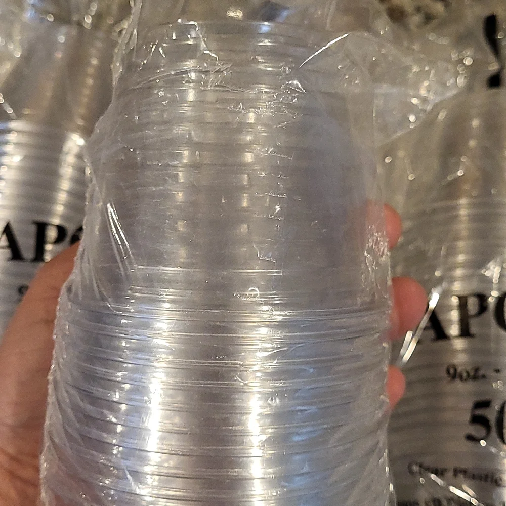 Clear Plastic PET Cups 9 oz new total 150 disposable drinking cup APC9 s…